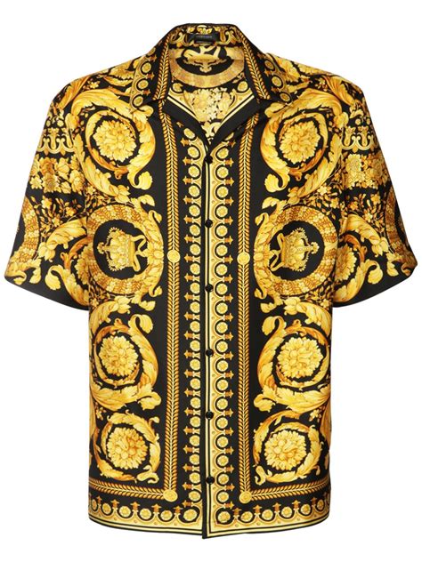 camicia versace nera e oro|Camicie Eleganti Uomo .